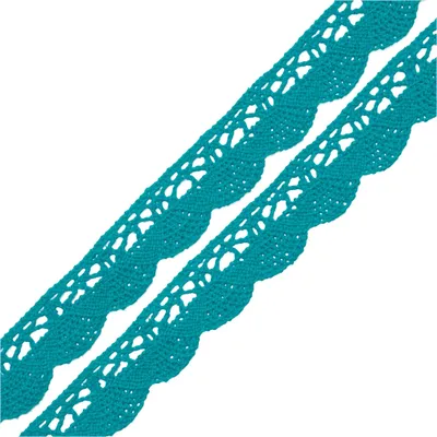 Klöppelspitze Baumwolle ab 1m x 19mm Spitzenband für Hochzeit Deko Nähen Oeko-Tex DIY Farbwahl tuerkisblau