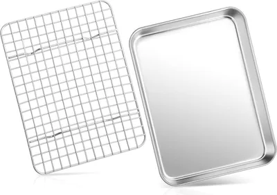 Obrázok produktu pre Plech na pečenie HaWare s chladiacou mriežkou z nehrdzavejúcej ocele 26,4 x 20,5 x 2,5 cm