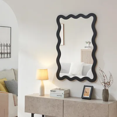 Immagine prodotto di Specchio da parete 'Koster' cornice ondulata 90 x 60 cm nero