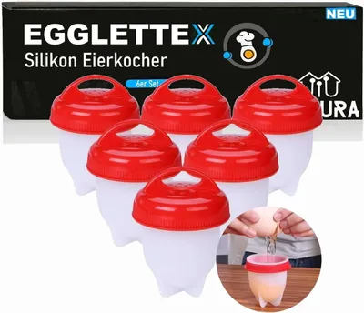 Produktbild von EGGLETTEX Pojemnik na jajka bez miseczki Silikonowa foremka do jajek Egglettes [zestaw 6 sztuk]