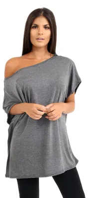 Productafbeelding van Janisramone, dames, nieuwe collectie: top met wijde mouwen, model "batwing", halterneck en losse pasvorm