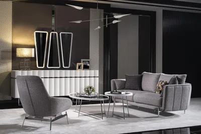 Produktbild von Wohnzimmer Sofagarnitur Grau Dreisitzer Sessel Luxus Couch Set 3 1 Sitzer