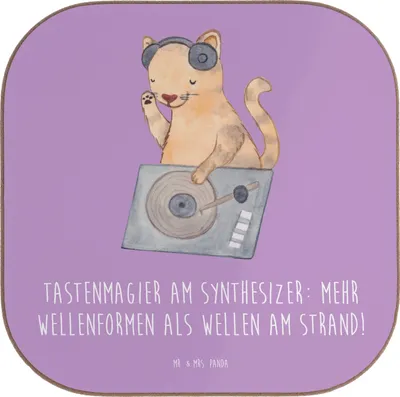 Produktbild von Mr. & Mrs. Panda Untersetzer für Gläser Synthesizer Magie - Lavendeltraum - Geschenk, Musikliebhaber, Musik, Tischuntersetzer, Musiker, Holzuntersetzer, Instrument