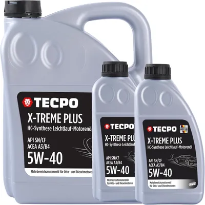 Produktbild von TECPO Motoröl 5W40 Öl X-TREME Plus Öl, 7 Liter 5W-40 Gebinde HC-Synthese für Diesel-und Benzinmotoren entspricht API SN/CF / ACEA A3/B4 / 502/505 / 226.3/226.5 / Longlife 01/98