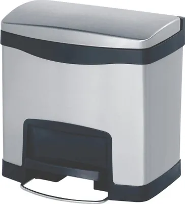 Produktbild von Rubbermaid - Slim Jim Step On Container Front Step Edelstahl 15 Liter - Stainless steel   - Matt Edelstahl, Schwarz