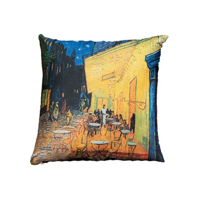 Image de Housse de coussin, housse de coussin décorative 40 x 40, terrasse de café la nuit
