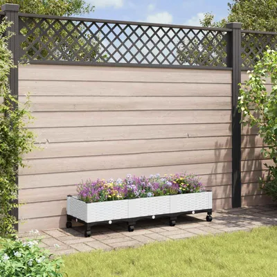 Produktbild von Maison Exclusive - Gartenpflanzer mit Rädern Weiß 120 x 40 x 33 cm PP