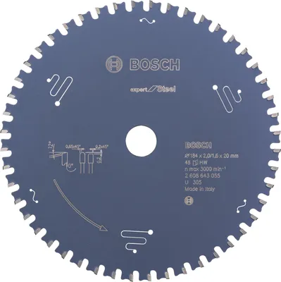 Zdjęcie produktu dla BOSCH Expert for Steel - Piła tarczowa - do metalu - 184 mm - 48 zębów (2608643055)