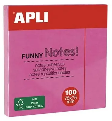 Produktbild von APLI Haftnotizen "FUNNY Notes!" 75 x 75 mm neonpink 100 Blatt