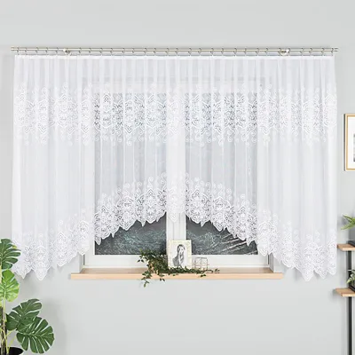 Obrázek produktu pro Dekorační krátká vzorovaná záclona na žabky CELINA 160 bílá 500x160 cm MyBestHome
