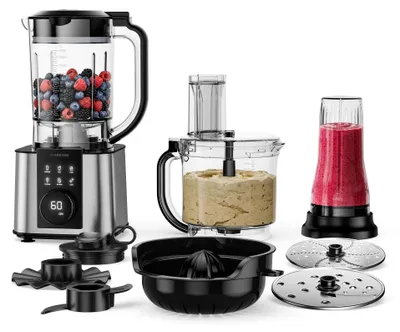 Zdjęcie produktu dla Klarstein Verosteel maszyna kuchenne z mikserem – 1200 W wielofunkcyjna maszyna kuchenne, 2-litrowa misa, 1,75-litrowy mikser, 10 prędkości, 6 programów, sokowirówka i maszynka do mięsa