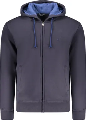 Produktbild von Herren Sweatshirt Kapuzenpullover Blau mit Reißverschluss und Stickerei