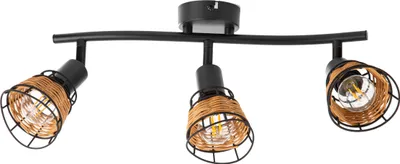 Produktbild von Nino Leuchten Spot 3-flg. ESRA Schwarz, Draht-Rattan Schirme, 81340308