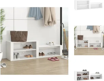 Immagine prodotto di vidaXL Scarpiera bianca lucida 150x35x45 cm in legno - Scarpiere e armadietti