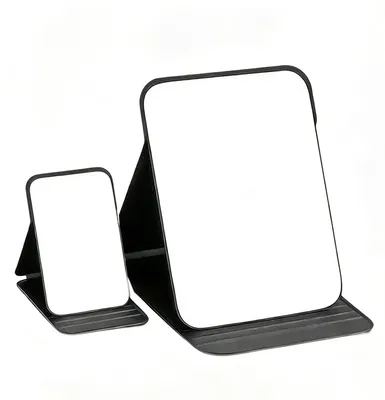 Aufklappbarer Make-up-Spiegel, verstellbar, 20x15 cm, schwarz