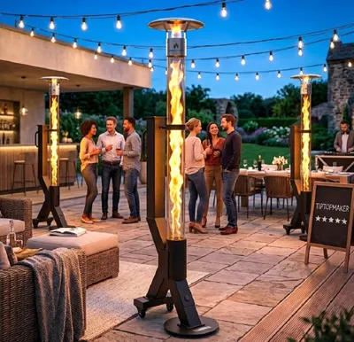 Produktbild von XXL Pellet Feuersäule Feuerrohr Pelletfackel Terrassenheizer Heizstrahler Heizpilz 56709