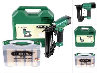 Produktbild von Prebena 2P-J50SDS Luftdruck Druckluftnagler 5-7 bar im Transportkoffer + Prebena J-BOX 8.000 Stauchkopfnägel