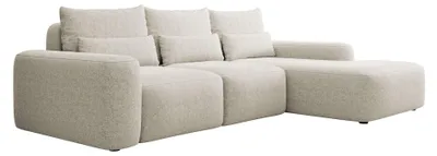 Produktbild von Selsey Carnos – Ecksofa mit Schlaffunktion, Lendenkissen, Chenille, Creme, rechts
