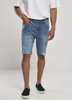 Image de Short en jean pour homme Urban Classics, coupe décontractée, délavé clair et légèrement usé - taille 34