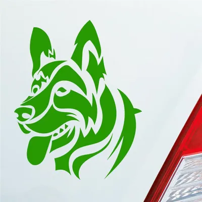 Produktbild von Auto Aufkleber Deutscher Schäferhund Hund Schaeferhund 10x12 cm Hellgrün Sticker Heckscheibenaufkleber