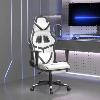 Immagine prodotto di Sedia da gaming vidaXL con funzione massaggio e poggiapiedi, in Pelle finta bianca e nera