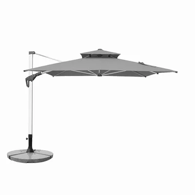 Produktbild von anndora Ampelschirm 3x4 m, Kurbel und Granitplatten inklusive, Silbergrau