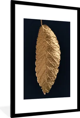 Produktbild von MuchoWow® MuchoWow® Gerahmtes Poster Schwarz - Blatt - Gold 60x90 cm - Poster mit zchwarzem Bilderrahmen - Dekoration - Wandposter Wohnzimmer - Hochwertig