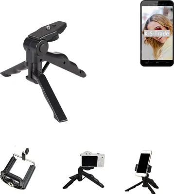 Produktbild von K-S-Trade Stativ Tisch-Ständer Dreibein Handy-Stativ Ständer kompatibel mit HomTom HT16S Mini-Stativ Smartphone Tripod Handy-Stativ aus Plastik