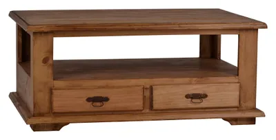 Produktbild von MiaMöbel Couchtisch Mexico Möbel 110x48x75 cm Landhausstil Massivholz Pinie Honig