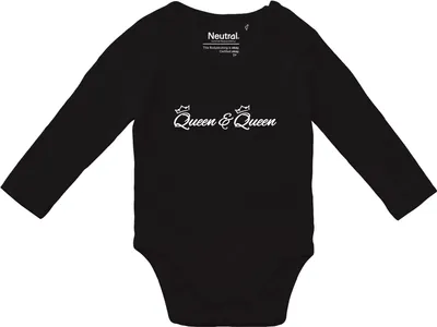 Produktbild von Huuraa Baby Body Queen & Queen Krone 74 Black  Baumwolle Fairtrade Langarmbody Geschenkidee