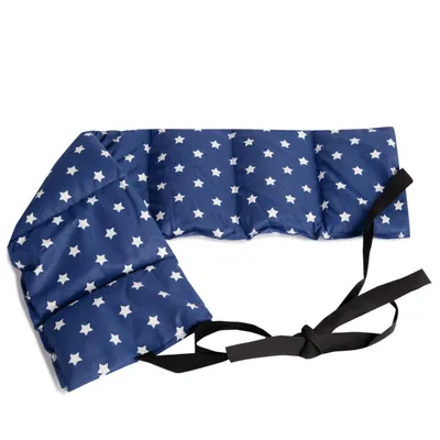 Produktbild von Körnerkissen 7-Kammer mit Band, 65x15 - Kissen zum Binden, Wärme-Kissen - Körnerkissen mit Bänder, Weizen, Sterne-blau