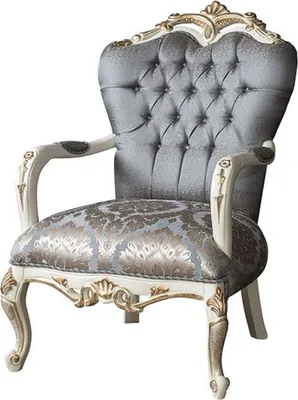 Produktbild von Casa Padrino Luxus Barock Wohnzimmer Sessel mit Glitzersteinen Blau / Weiß / Gold 95 x 80 x H. 115 cm - Edle Wohnzimmer Möbel im Barockstil