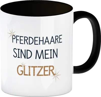 Produktbild von Pferdehaare sind mein Glitzer Kaffeebecher in schwarz