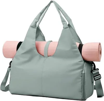 Produktbild von Sporttas für Damen - Reisegepäck - 49 × 21 × 56 cm - Großes Volumen - Sporttas mit Schuhfach und Aufbewahrungsfach für nasse und trockene Sachen - Ideal für Yoga-Reisen - Grün