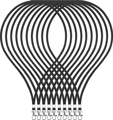 Produktbild von 10 unbedruckte Schlüsselbänder schwarz mit Safety-Clip Lanyard edel glänzend 360° Umhängeband für Kartenhalter Büro ID Karte Fahrkarten Schutzhülle Schlüsselband Handy Band