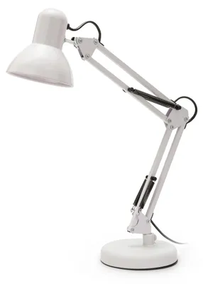 Architektenschreibtischlampe Weiß, E27, verstellbar, 150 cm Kabel