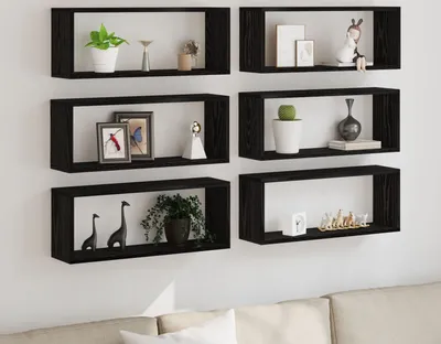 Produktbild von Wandregale 6 Stk. Schwarz Eiche 60x15x23 cm Holzwerkstoff, Wandregale DesignMöbel Neu