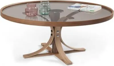 Obrázek produktu pro Konferenční stolek hnědé dřevo designový konferenční stolek obývací pokoj skleněný stůl nábytek
