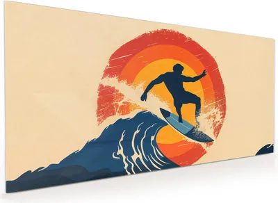 Produktbild von Küchenrückwand Spritzschutz Glas mit Motiv Surferwelle 40 x 40 cm