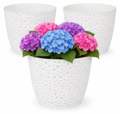 Productafbeelding van Set van 3 decoratieve plantenpotten met stippenmotief, 13 cm