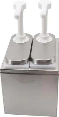Zdjęcie produktu dla Dozownik sosów z tworzywa sztucznego i stali nierdzewnej, z podwójną pompką o pojemności 1 litra, do kuchni i gospodarstwa domowego
