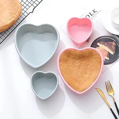 Immagine prodotto di Stampo da forno a forma di cuore in silicone, 2 pezzi, antiaderente, per dessert
