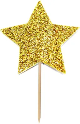 Produktbild von 12 Party-Picker goldener Glitzerstern