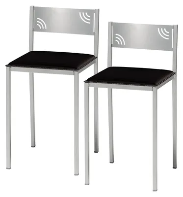 Image de ASTIMESA : Deux tabourets de cuisine en similicuir avec dossier bas, hauteur d'assise 45 cm