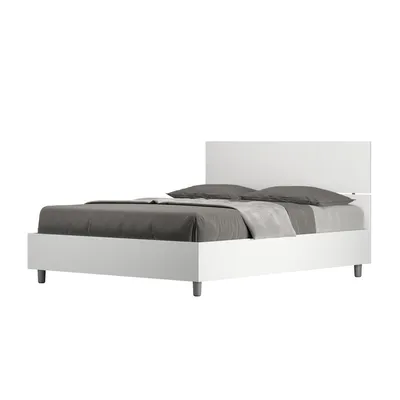 Produktbild von ITYHOME - Bett mit Lattenrost 140x190 gerades Kopfteil Esche weiß Demas