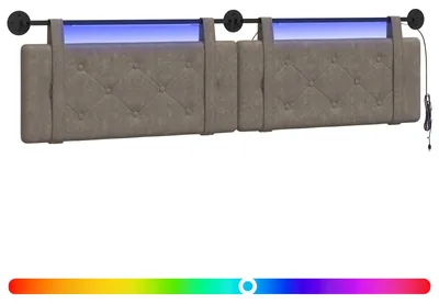 Produktbild von vidaXL Hängendes Kopfteil Mit LED Licht Grau Antikes PU