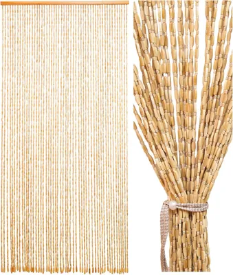 Obrázok produktu pre Závesy proti hmyzu – sieťka – ručne vyrobený retro drevený záves na dvere – 90 x 200 cm