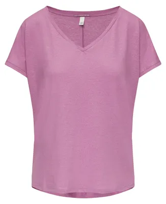 Produktbild von s.Oliver Leinenmix T-Shirt V-Ausschnitt überschnittene Schultern Relaxed Fit kurz geschnitten