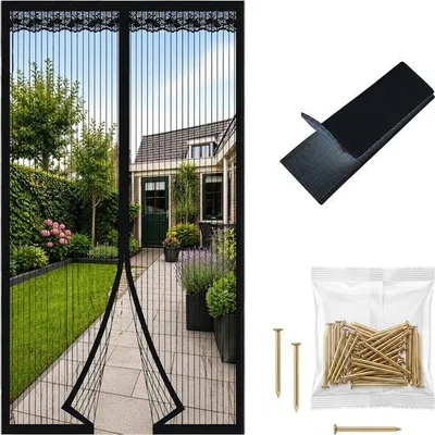 Produktbild von Unyqoos® Purepeak magnetisches Fliegengitter – Türvorhang Insektenschutz 210 x 90 cm, Schwarz