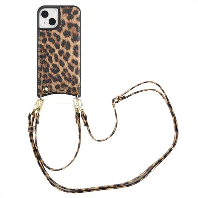 Obrázok produktu pre Puzdro na telefón Selencia Nova s káblom a držiakom na karty pre Apple iPhone 14 / 13 - Leopard